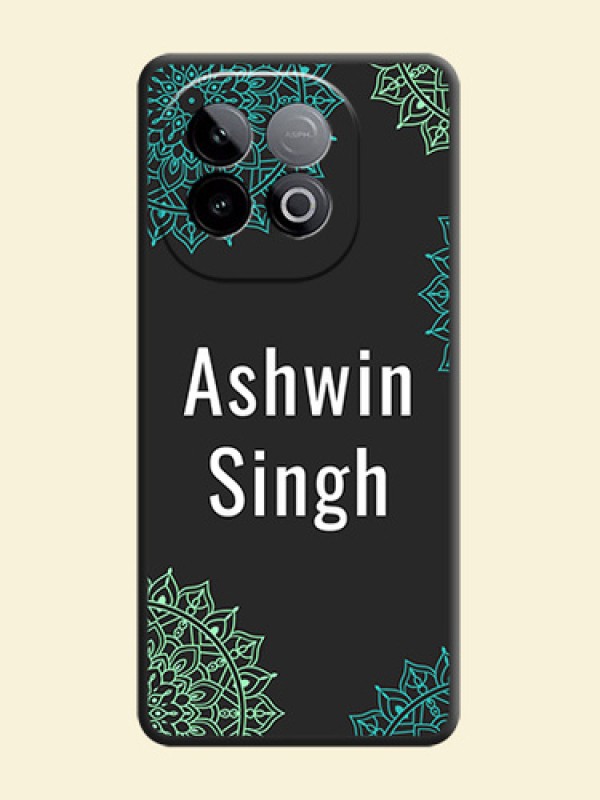 Your Name with Floral Design On Space Black Custom Soft Matte Mobile Back Cover - iQOO Neo 10 5G