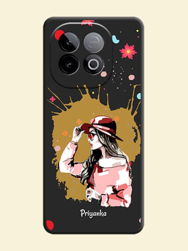 Mordern Lady With Color Splash Background With Custom Text On Space Black Custom Soft Matte Mobile Back Cover - iQOO Neo 10 5G
