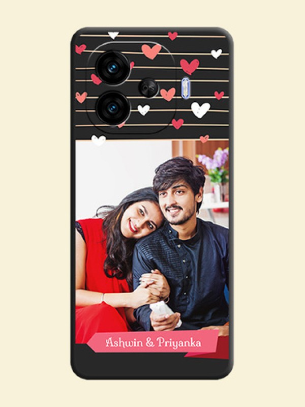 Love Pattern with Name on Pink Ribbon on Photo On Space Black Custom Soft Matte Mobile Back Cover - iQOO Neo 10R 5G