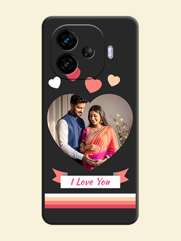 Love Shaped Photo with Colorful Stripes On Space Black Custom Soft Matte Mobile Back Cover - iQOO Neo 10R 5G