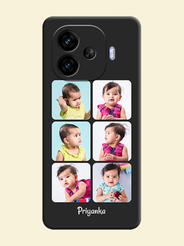 Floral Art with 6 Image Holder on Photo On Space Black Custom Soft Matte Mobile Back Cover - iQOO Neo 10R 5G