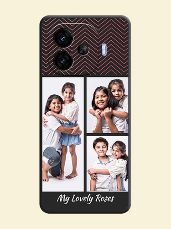 Wave Pattern with 3 Image Holder On Space Black Custom Soft Matte Mobile Back Cover - iQOO Neo 10R 5G