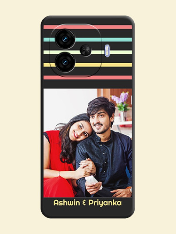 Color Stripes with Photo and Text on Photo On Space Black Custom Soft Matte Mobile Back Cover - iQOO Neo 10R 5G