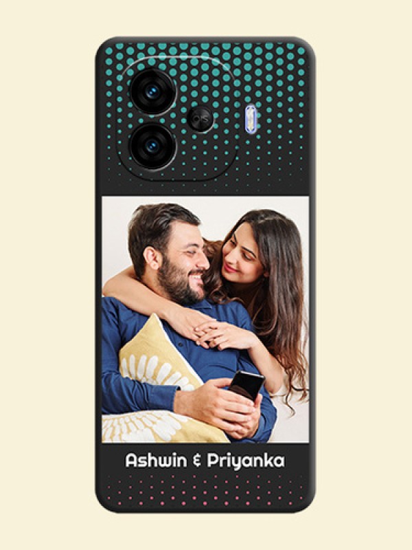 Faded Dots with Grunge Photo Frame and Text On Space Black Custom Soft Matte Mobile Back Cover - iQOO Neo 10R 5G