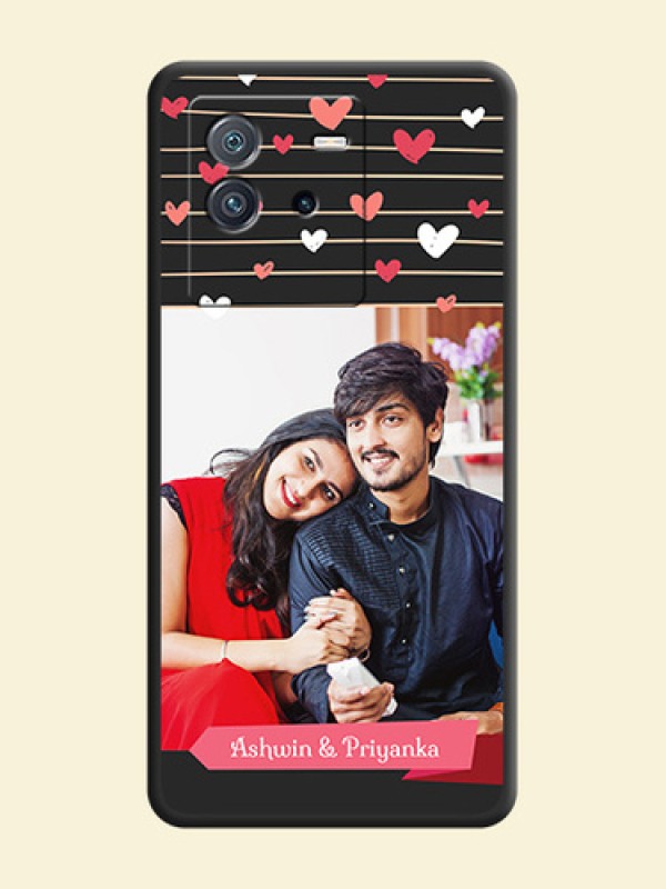 Love Pattern with Name on Pink Ribbon  on Photo on Space Black Soft Matte Back Cover - iQOO Neo 6 5G
