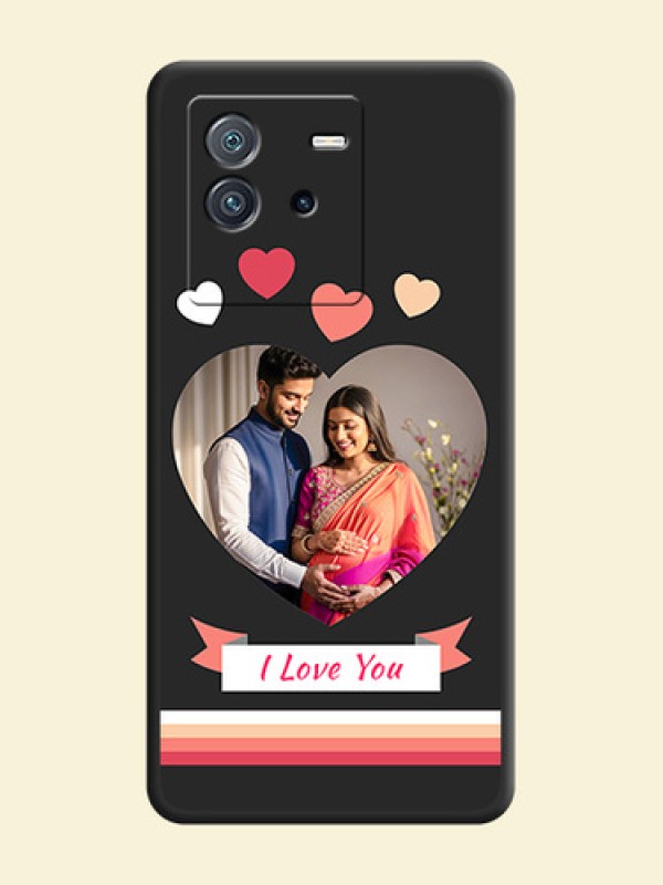 Love Shaped Photo with Colorful Stripes on Personalised Space Black Soft Matte Cases - iQOO Neo 6 5G