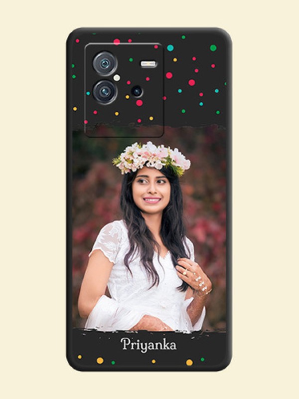Multicolor Dotted Pattern with Text on Space Black Custom Soft Matte Phone Back Cover - iQOO Neo 6 5G