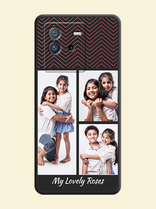 Wave Pattern with 3 Image Holder on Space Black Custom Soft Matte Back Cover - iQOO Neo 6 5G