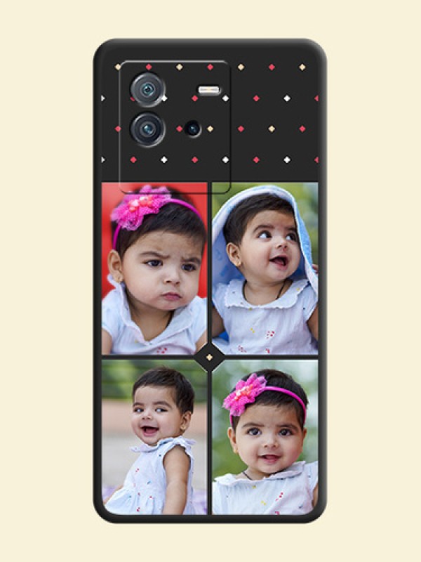 Multicolor Dotted Pattern with 4 Image Holder on Space Black Custom Soft Matte Phone Cases - iQOO Neo 6 5G