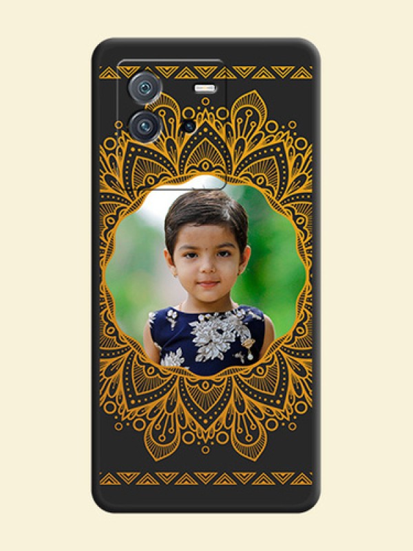 Round Image with Floral Design on Photo on Space Black Soft Matte Mobile Cover - iQOO Neo 6 5G
