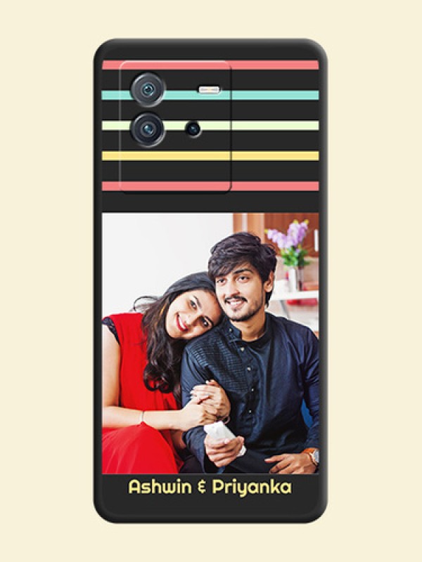 Color Stripes with Photo and Text on Photo on Space Black Soft Matte Mobile Case - iQOO Neo 6 5G