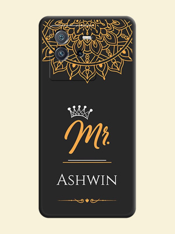 Mr Name with Floral Design  on Personalised Space Black Soft Matte Cases - iQOO Neo 6 5G