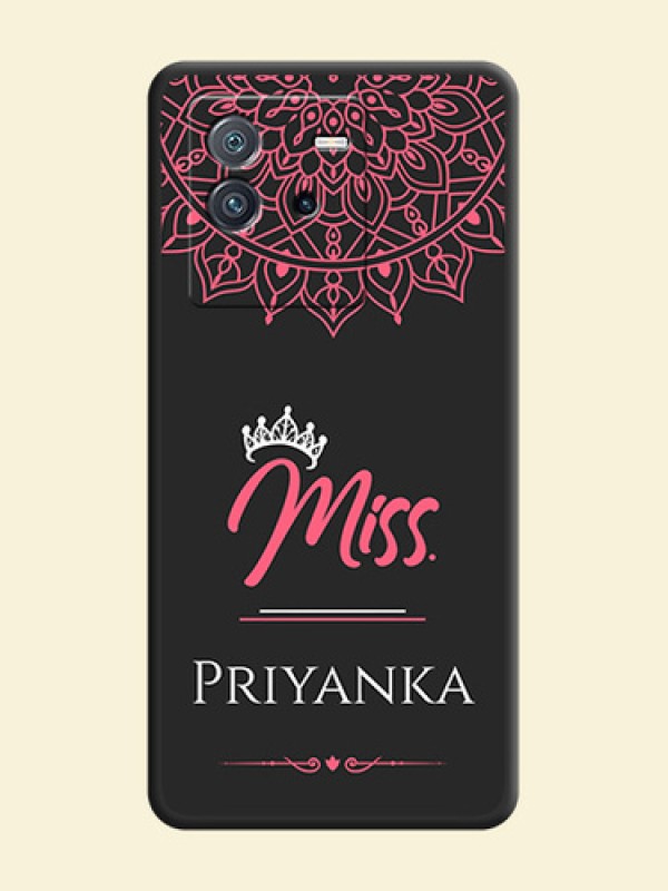 Mrs Name with Floral Design on Space Black Personalized Soft Matte Phone Covers - iQOO Neo 6 5G