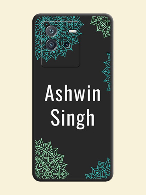 Your Name with Floral Design on Space Black Custom Soft Matte Back Cover - iQOO Neo 6 5G