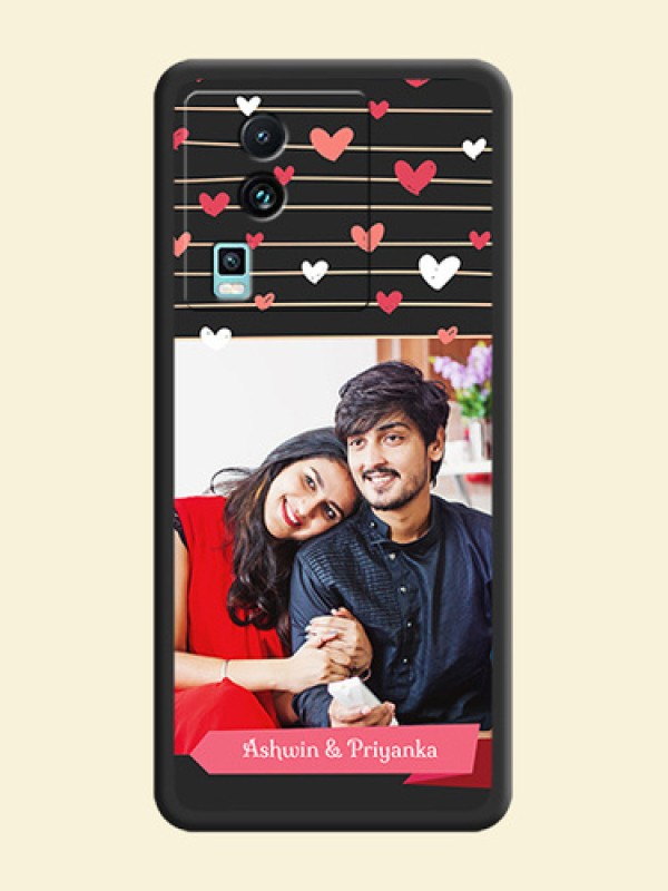 Love Pattern with Name on Pink Ribbon  on Photo on Space Black Soft Matte Back Cover - iQOO Neo 7 5G