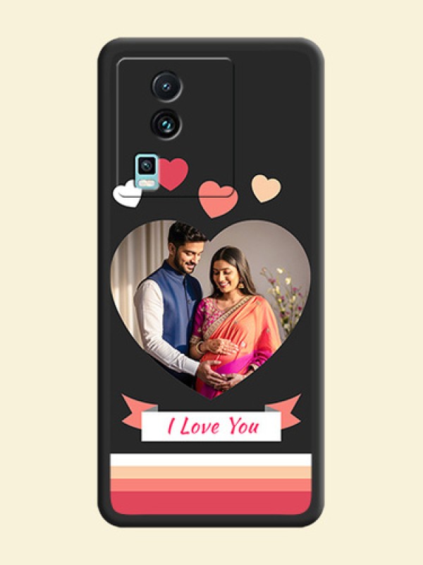 Love Shaped Photo with Colorful Stripes on Personalised Space Black Soft Matte Cases - iQOO Neo 7 5G