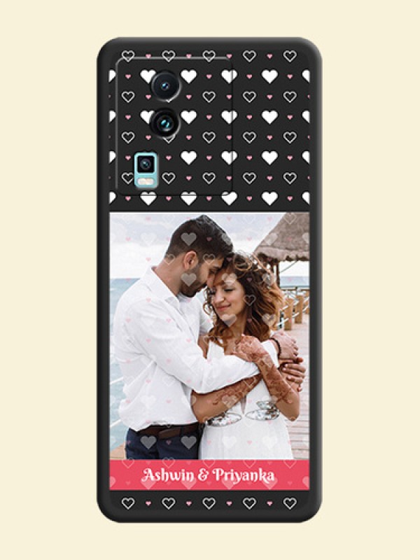 White Color Love Symbols with Text Design on Photo on Space Black Soft Matte Phone Cover - iQOO Neo 7 5G