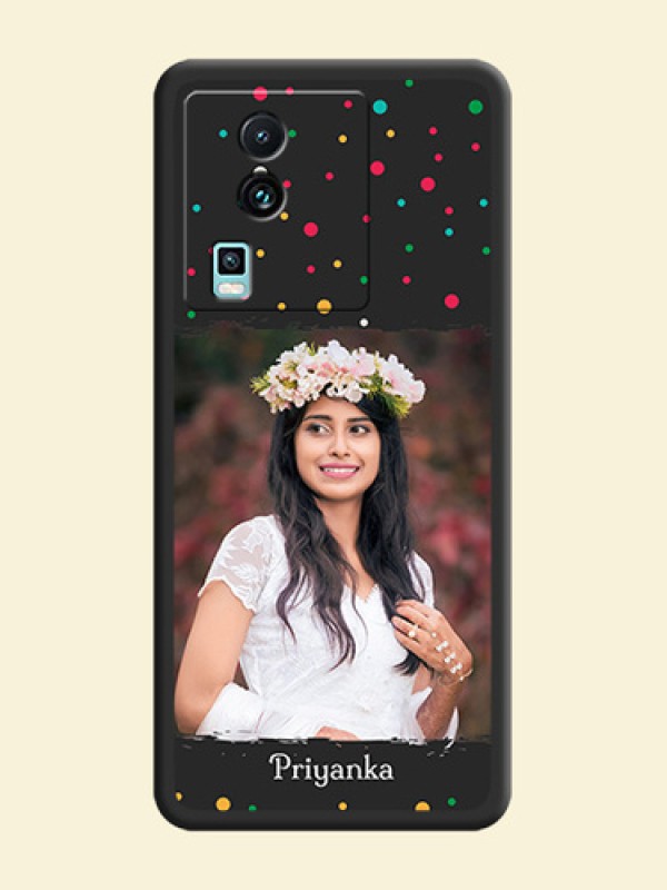 Multicolor Dotted Pattern with Text on Space Black Custom Soft Matte Phone Back Cover - iQOO Neo 7 5G