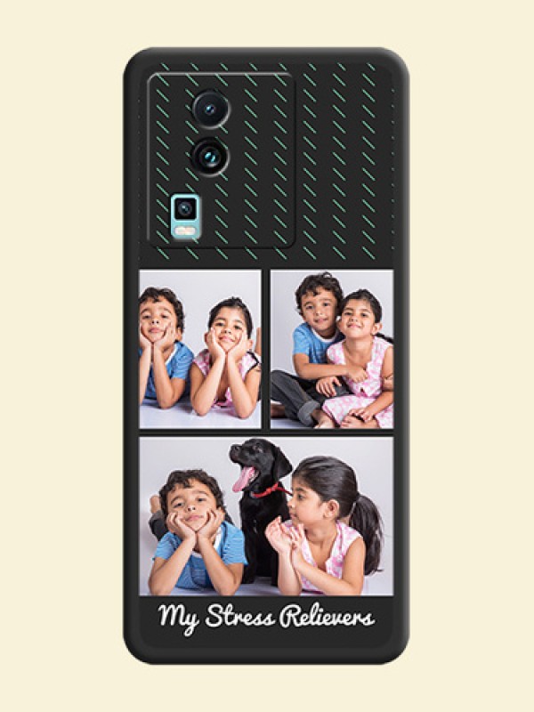 Cross Dotted Pattern with 2 Image Holder  on Personalised Space Black Soft Matte Cases - iQOO Neo 7 5G
