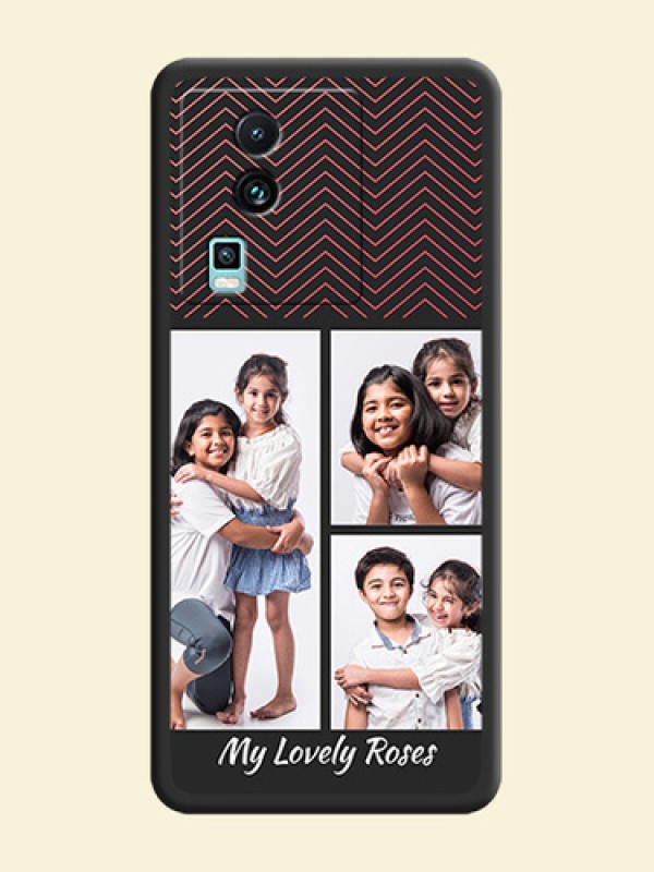 Wave Pattern with 3 Image Holder on Space Black Custom Soft Matte Back Cover - iQOO Neo 7 5G