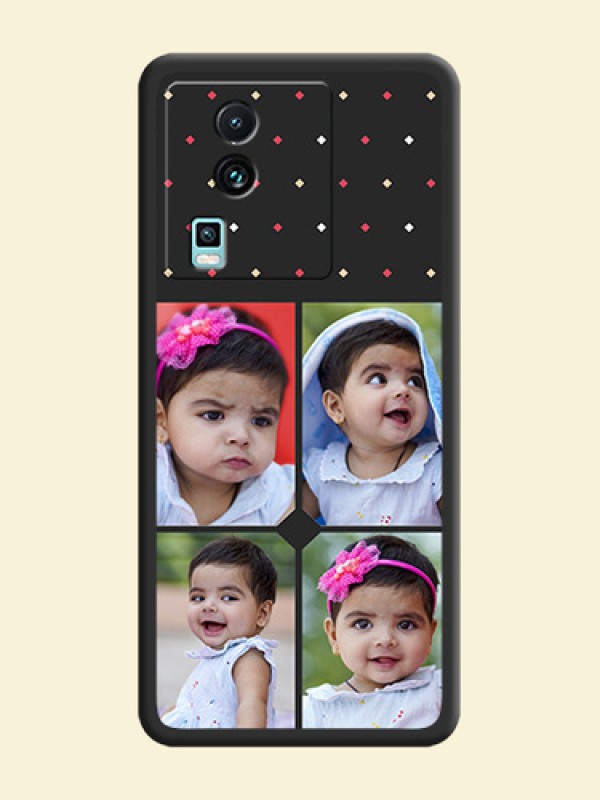 Multicolor Dotted Pattern with 4 Image Holder on Space Black Custom Soft Matte Phone Cases - iQOO Neo 7 5G