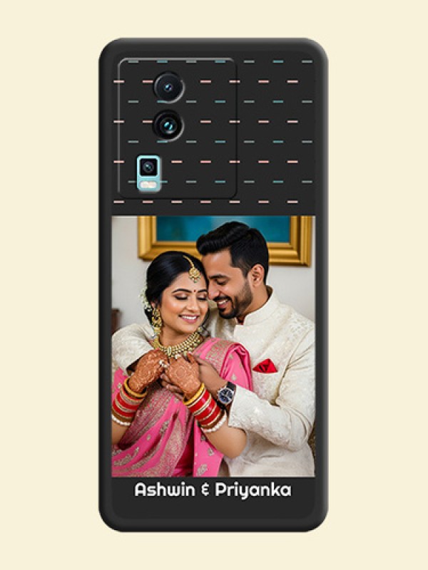 Line Pattern Design with Text on Space Black Custom Soft Matte Phone Back Cover - iQOO Neo 7 5G