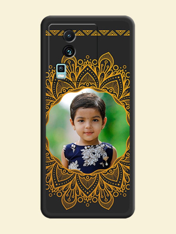 Round Image with Floral Design on Photo on Space Black Soft Matte Mobile Cover - iQOO Neo 7 5G