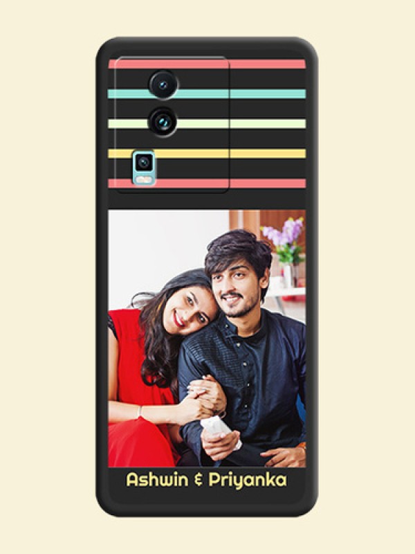 Color Stripes with Photo and Text on Photo on Space Black Soft Matte Mobile Case - iQOO Neo 7 5G