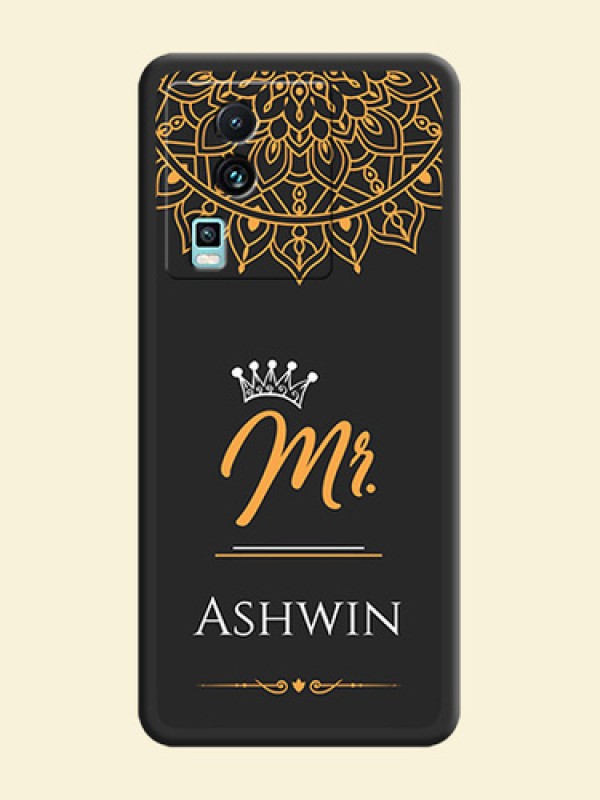 Mr Name with Floral Design  on Personalised Space Black Soft Matte Cases - iQOO Neo 7 5G