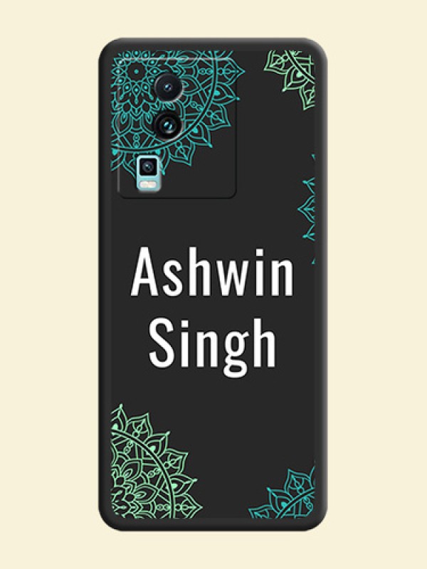 Your Name with Floral Design on Space Black Custom Soft Matte Back Cover - iQOO Neo 7 5G