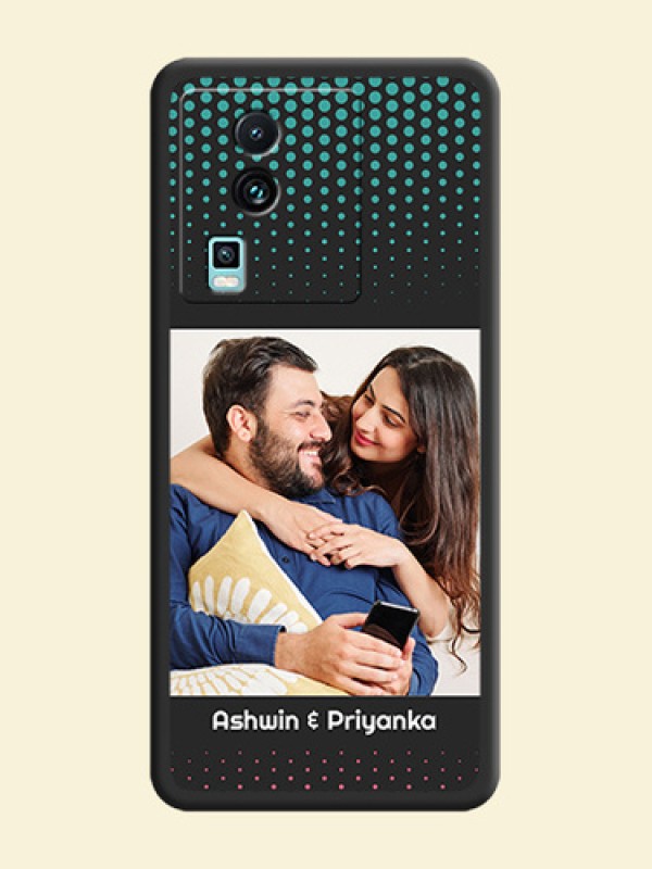 Faded Dots with Grunge Photo Frame and Text on Space Black Custom Soft Matte Phone Cases - iQOO Neo 7 5G