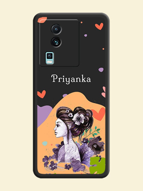 Namecase For Her With Fancy Lady Image On Space Black Personalized Soft Matte Phone Covers -Iqoo Neo 7 5G