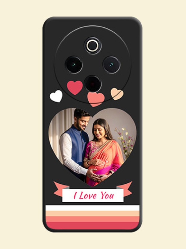 Love Shaped Photo with Colorful Stripes On Space Black Custom Soft Matte Mobile Back Cover - iQOO Z10 5G