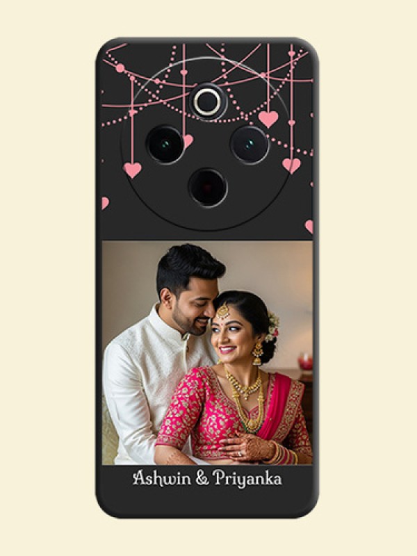Pink Love Hangings with Text On Space Black Custom Soft Matte Mobile Back Cover - iQOO Z10 5G