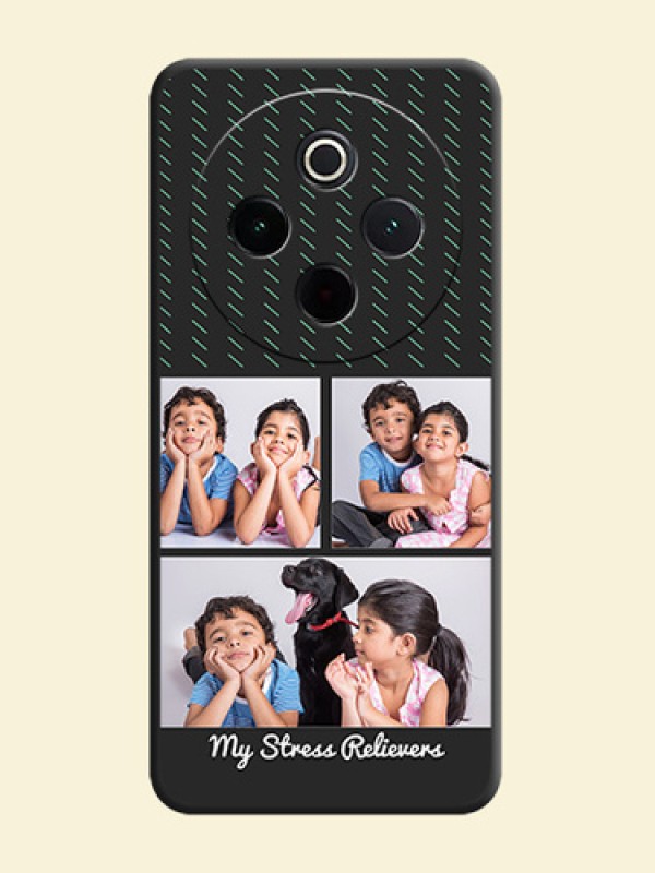 Cross Dotted Pattern with 2 Image Holder On Space Black Custom Soft Matte Mobile Back Cover - iQOO Z10 5G