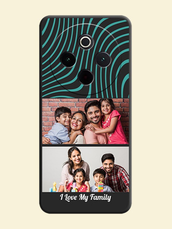 Wave Pattern with 2 Image Holder On Space Black Custom Soft Matte Mobile Back Cover - iQOO Z10 5G