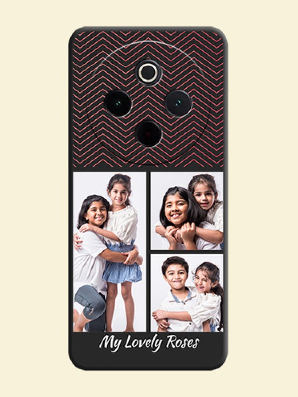 Wave Pattern with 3 Image Holder On Space Black Custom Soft Matte Mobile Back Cover - iQOO Z10 5G