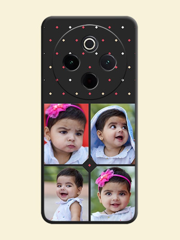 Multicolor Dotted Pattern with 4 Image Holder On Space Black Custom Soft Matte Mobile Back Cover - iQOO Z10 5G