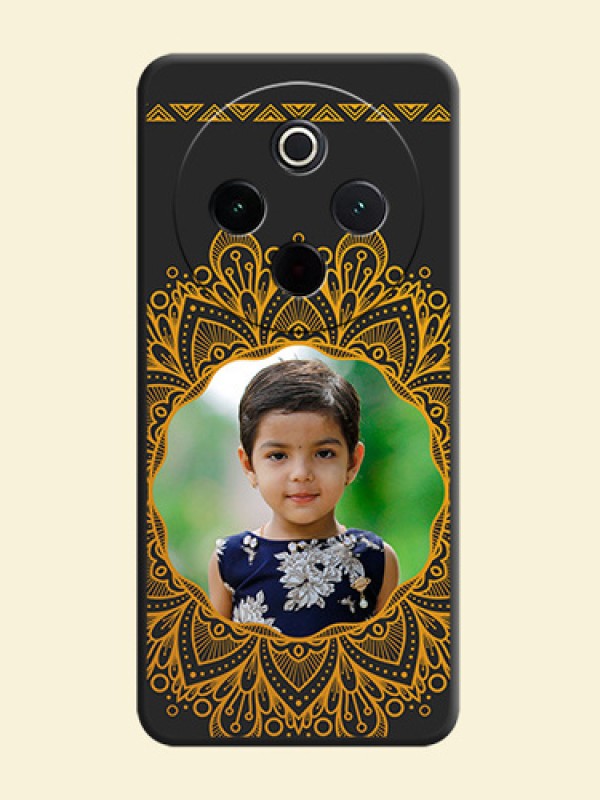 Round Image with Floral Design On Space Black Custom Soft Matte Mobile Back Cover - iQOO Z10 5G