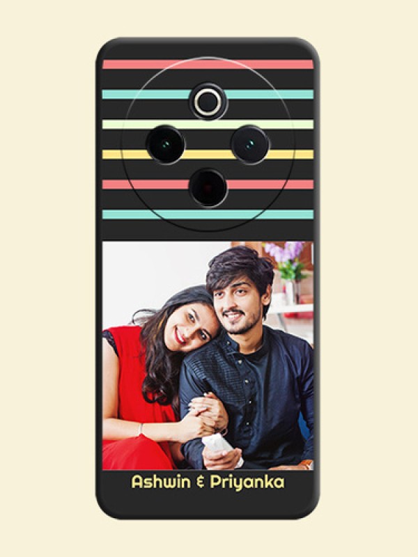 Color Stripes with Photo and Text on Photo On Space Black Custom Soft Matte Mobile Back Cover - iQOO Z10 5G