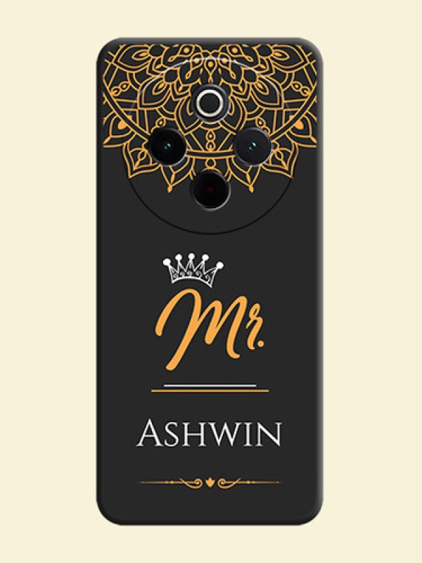 Mr Name with Floral Design On Space Black Custom Soft Matte Mobile Back Cover - iQOO Z10 5G