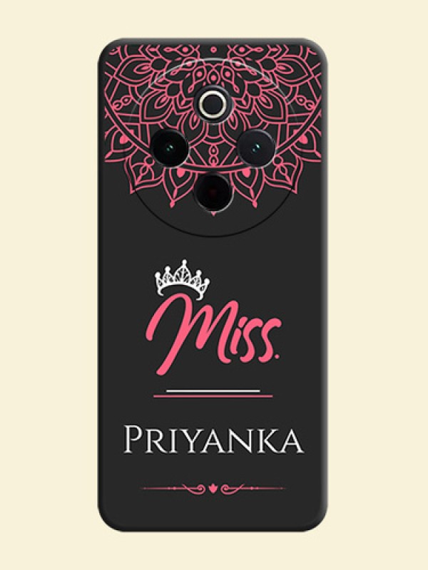 Mrs Name with Floral Design On Space Black Custom Soft Matte Mobile Back Cover - iQOO Z10 5G