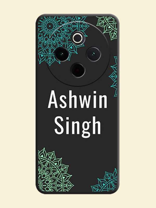 Your Name with Floral Design On Space Black Custom Soft Matte Mobile Back Cover - iQOO Z10 5G