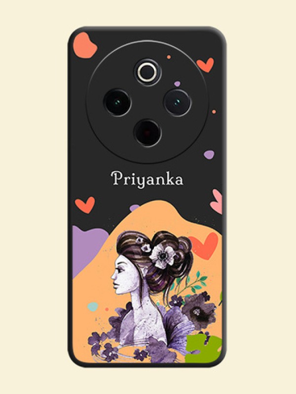 Namecase For Her With Fancy Lady Image On Space Black Custom Soft Matte Mobile Back Cover - iQOO Z10 5G