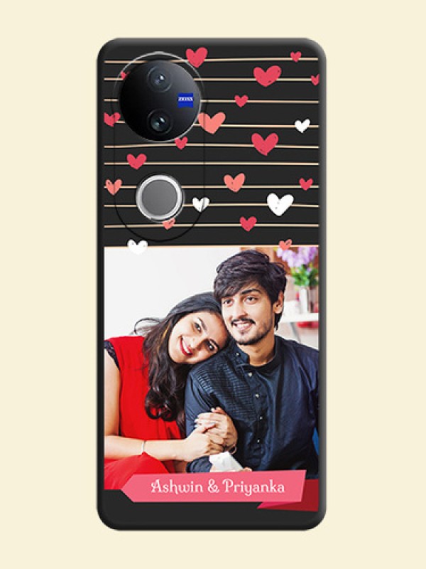 Love Pattern with Name on Pink Ribbon on Photo On Space Black Custom Soft Matte Mobile Back Cover - iQOO Z10R