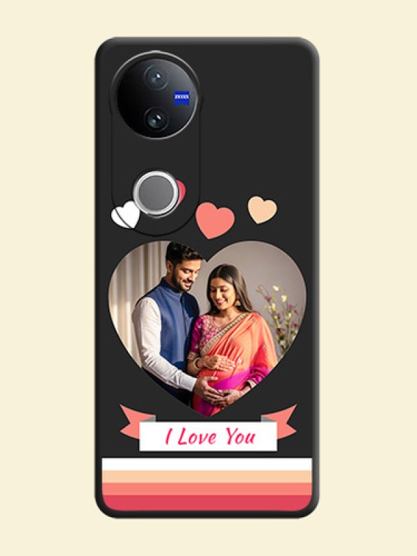 Love Shaped Photo with Colorful Stripes On Space Black Custom Soft Matte Mobile Back Cover - iQOO Z10R
