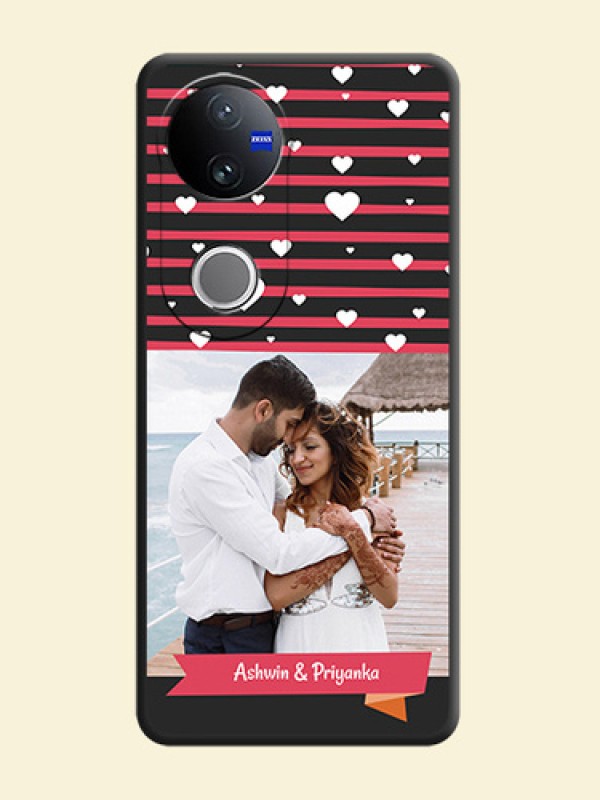 White Color Love Symbols with Pink Lines Pattern On Space Black Custom Soft Matte Mobile Back Cover - iQOO Z10R