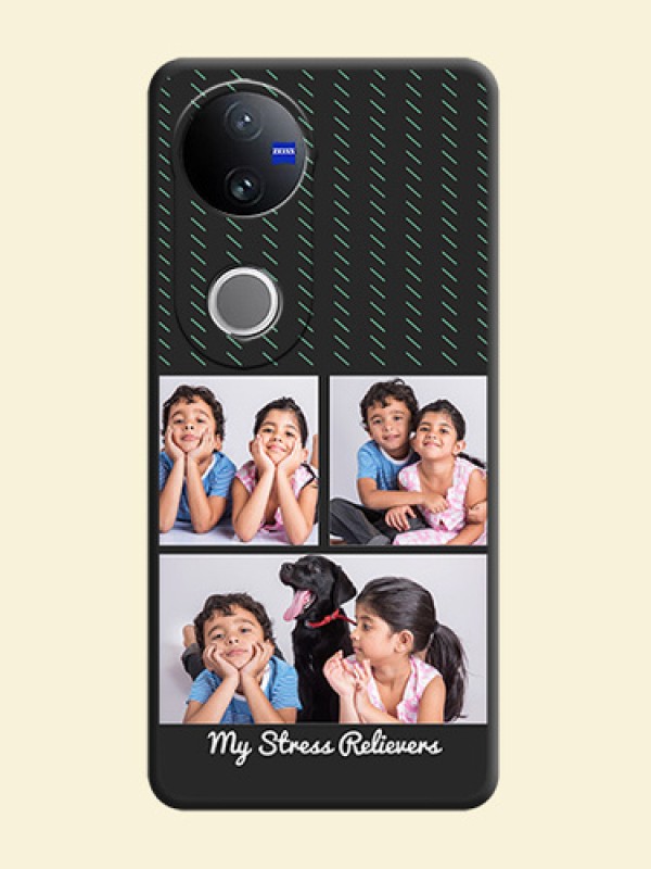 Cross Dotted Pattern with 2 Image Holder On Space Black Custom Soft Matte Mobile Back Cover - iQOO Z10R
