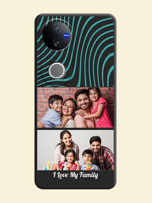 Wave Pattern with 2 Image Holder On Space Black Custom Soft Matte Mobile Back Cover - iQOO Z10R