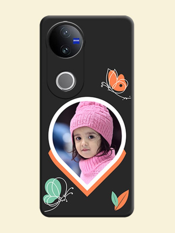 Upload Pic With Simple Butterly Design On Space Black Custom Soft Matte Mobile Back Cover - iQOO Z10R